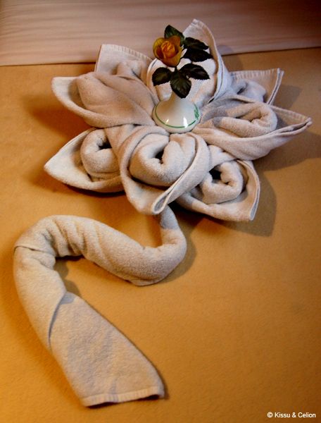 KÃ¤terÃ¤tikukunst / Towel art
Egiptuses on kombeks puhastest kÃ¤terÃ¤ttidest midagi huvitavat voltida.

In Egypt it's common that clean towels are folded into something interesting.
